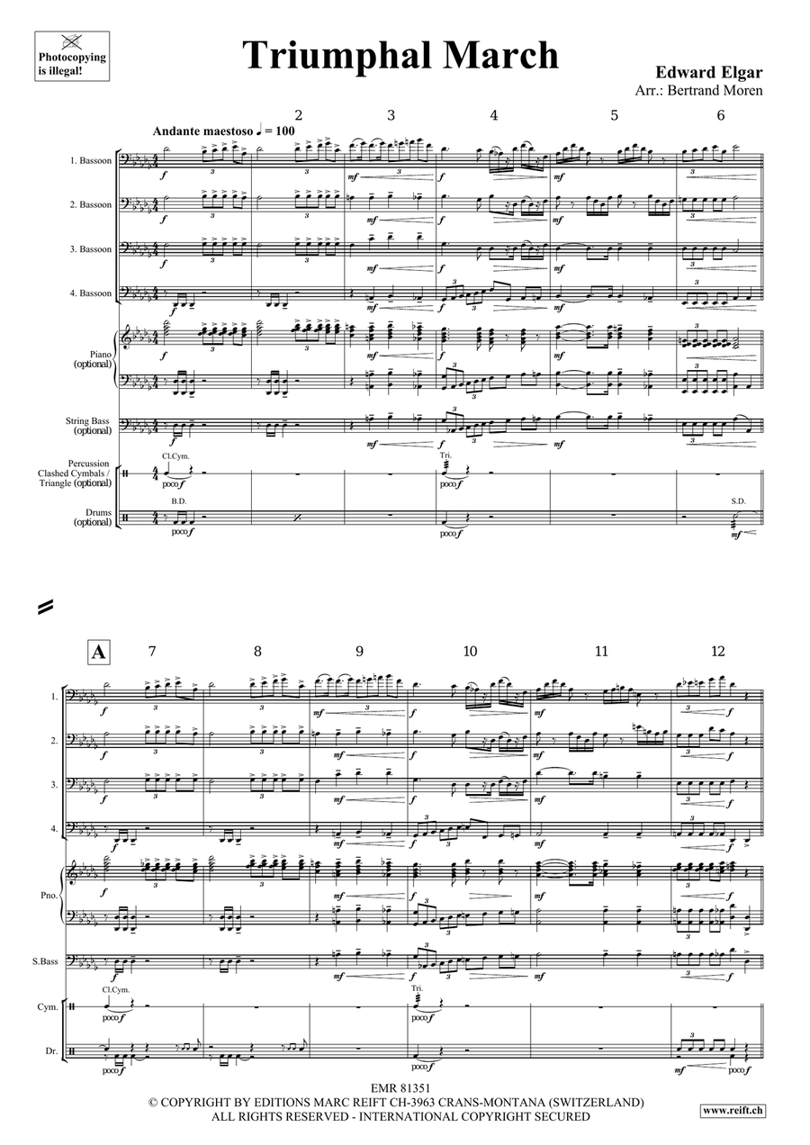 Triumphal March by Edward Elgar Bassoon Quartet - Sheet Music page 3