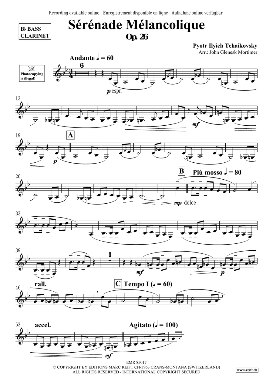 Sérénade Mélancolique Sérénade Mélancolique Bass Clarinet scores gallery preview page 3