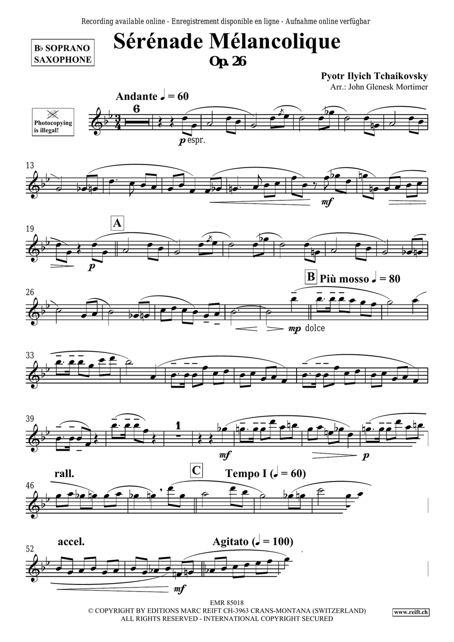 Sérénade Mélancolique Sérénade Mélancolique Soprano Saxophone scores gallery preview page 3