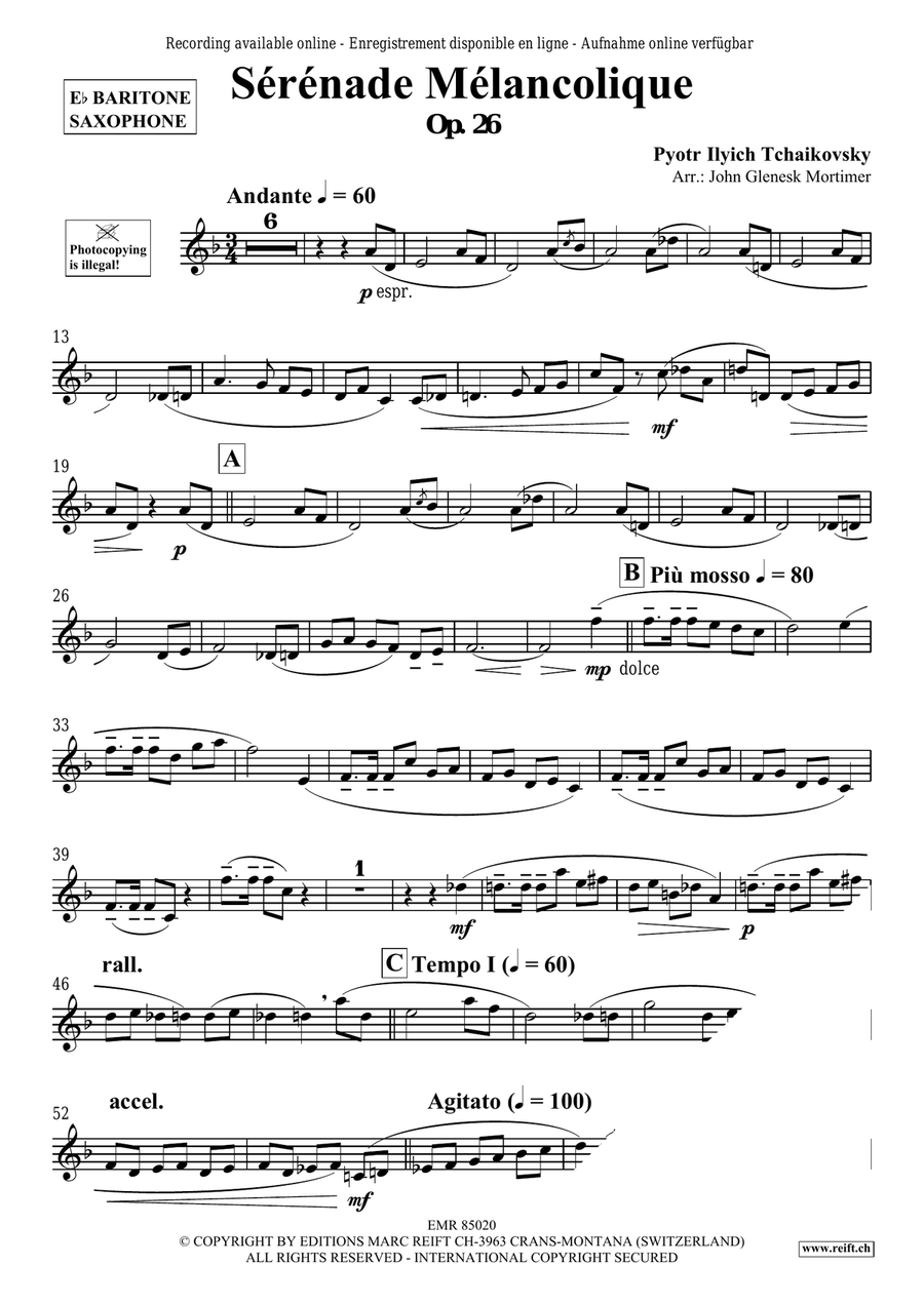 Sérénade Mélancolique Sérénade Mélancolique Baritone Saxophone scores gallery preview page 3