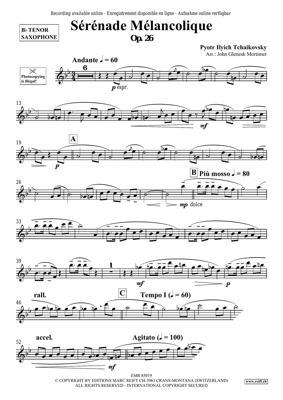 Sérénade Mélancolique Sérénade Mélancolique Tenor Saxophone scores gallery preview page 3