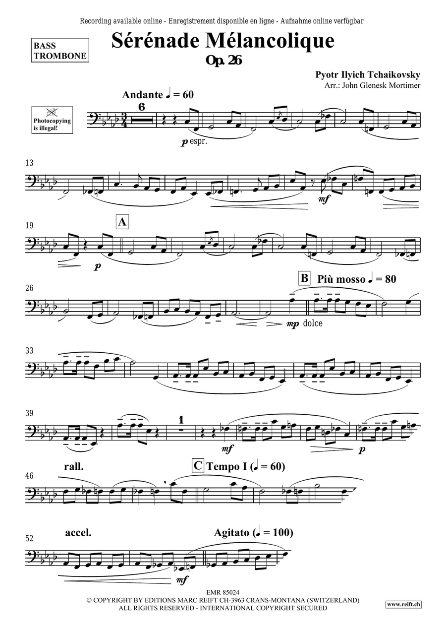 Sérénade Mélancolique Sérénade Mélancolique Bass Trombone scores gallery preview page 3