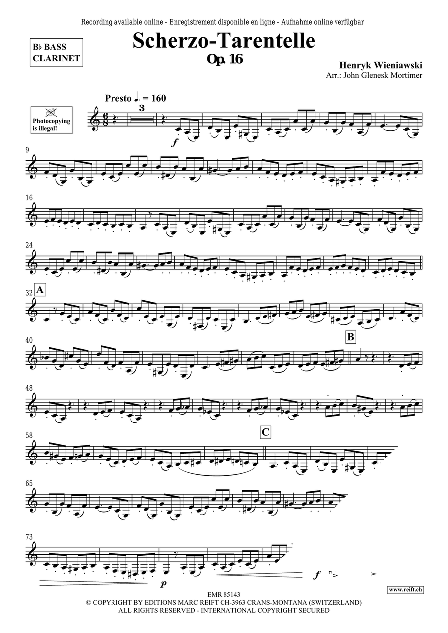 Scherzo-Tarantelle Scherzo-Tarantelle Bass Clarinet scores gallery preview page 3