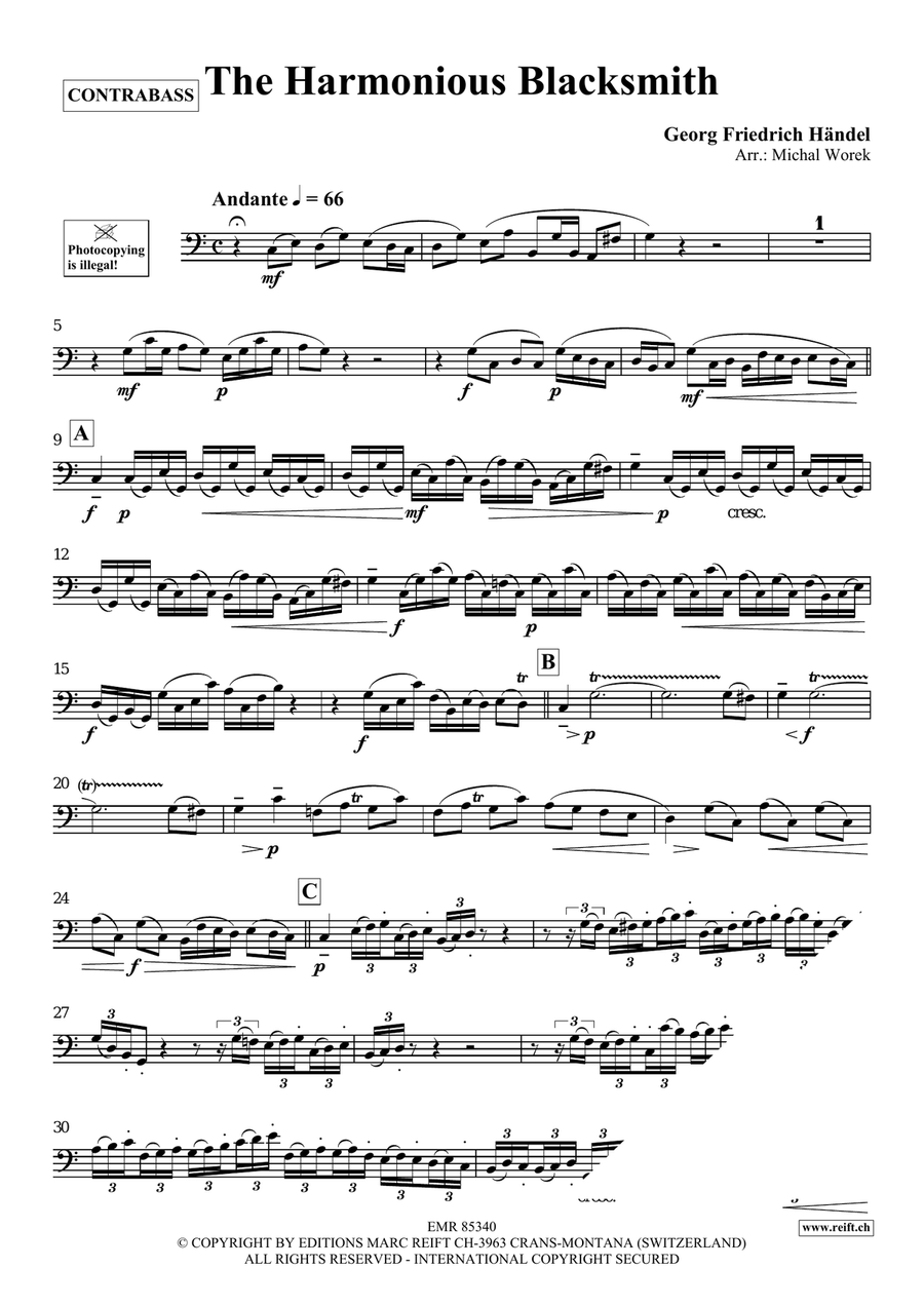 The Harmonious Blacksmith Double Bass scores gallery preview page 3