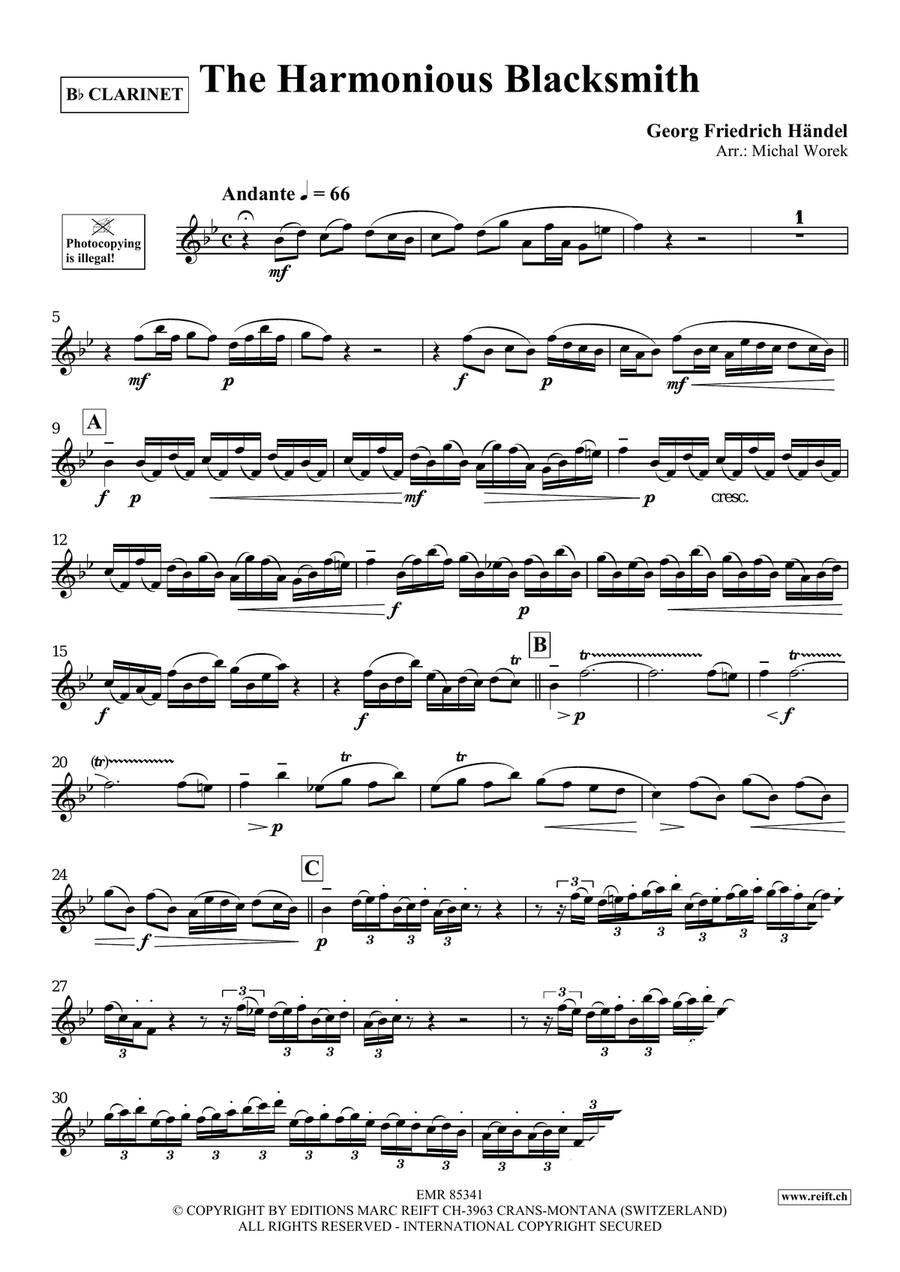 The Harmonious Blacksmith Clarinet Solo scores gallery preview page 3