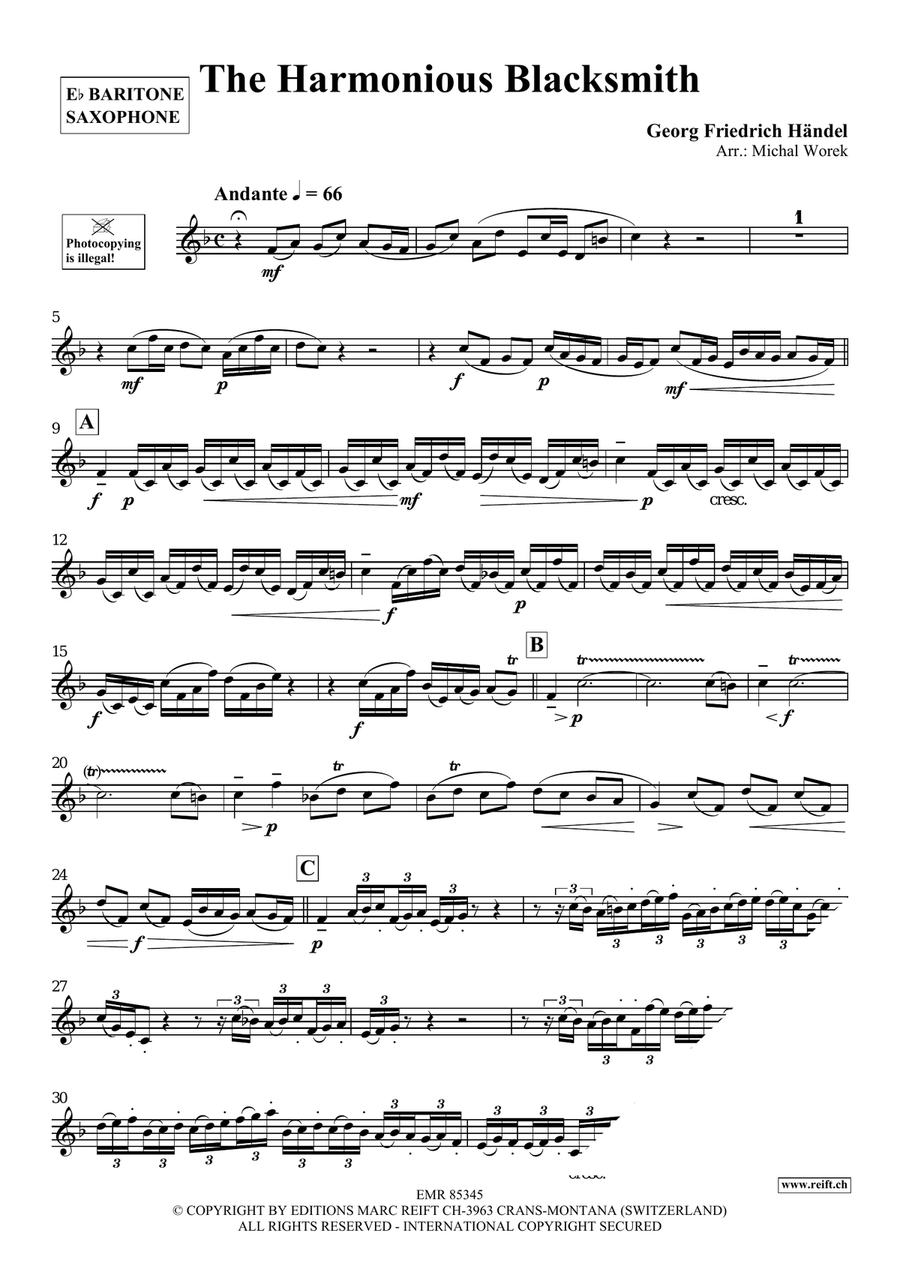 The Harmonious Blacksmith Baritone Saxophone scores gallery preview page 3