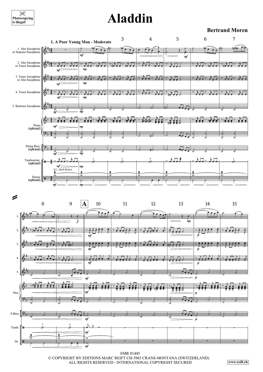Aladdin Aladdin Saxophone Quintet scores gallery preview page 4