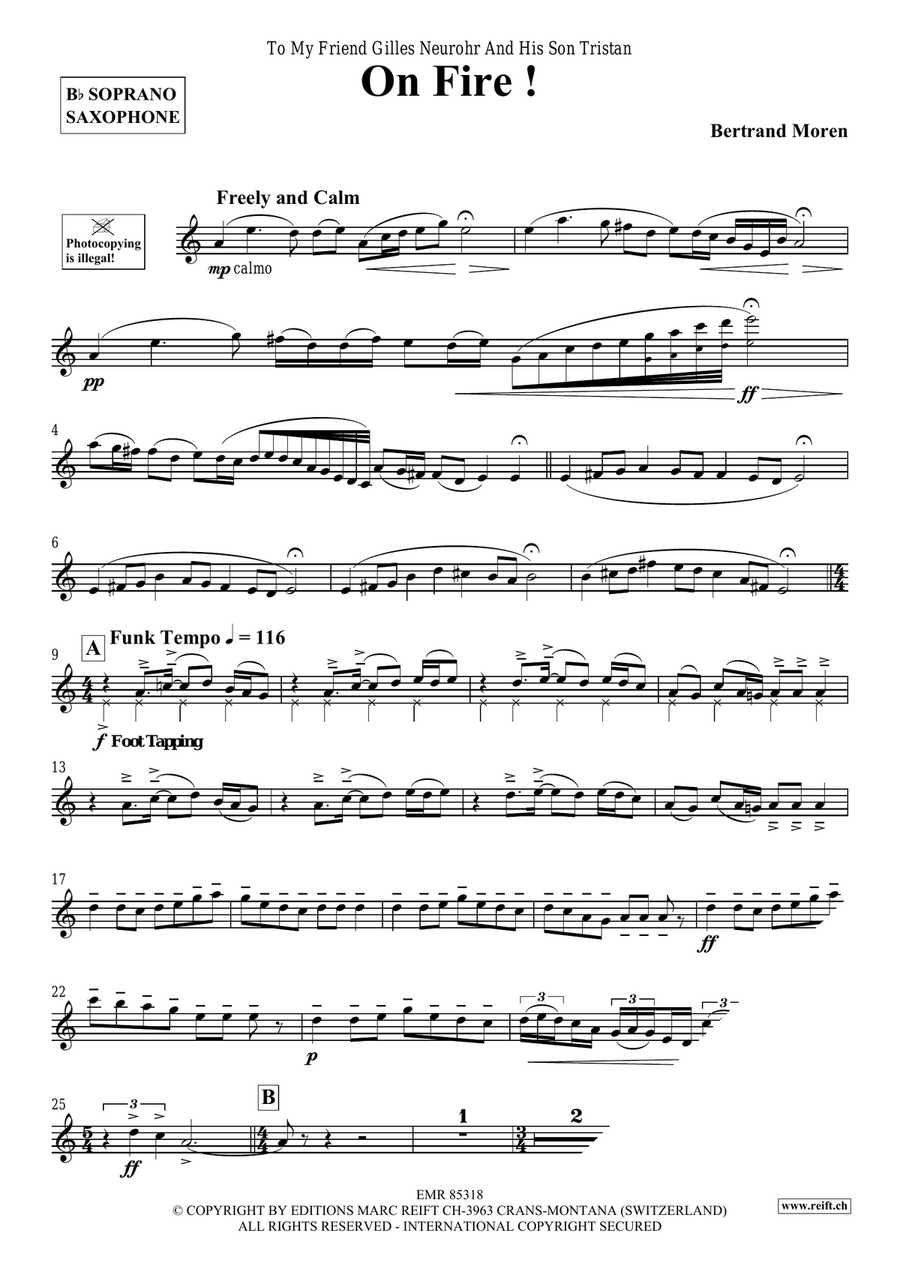 On Fire ! On Fire ! Soprano Saxophone scores gallery preview page 4