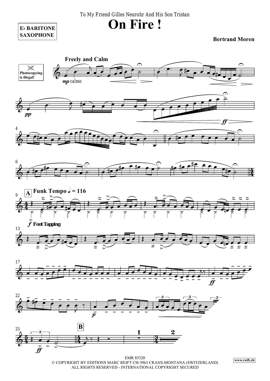 On Fire ! On Fire ! Baritone Saxophone scores gallery preview page 4