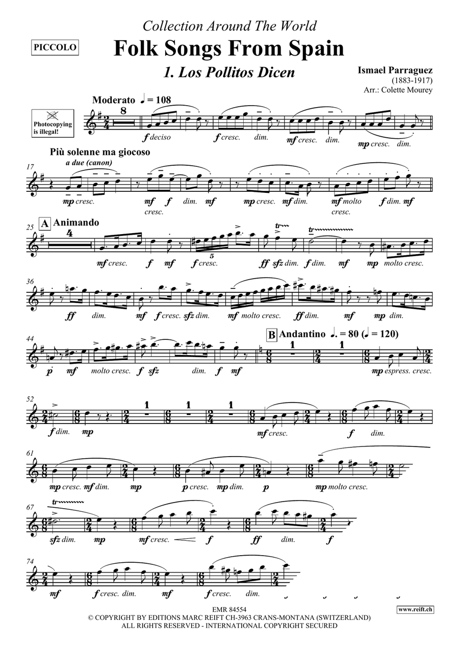 Folk Songs From Spain Folk Songs From Spain Piccolo scores gallery preview page 3