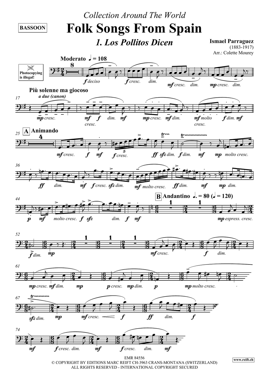 Folk Songs From Spain Folk Songs From Spain Bassoon Solo scores gallery preview page 3