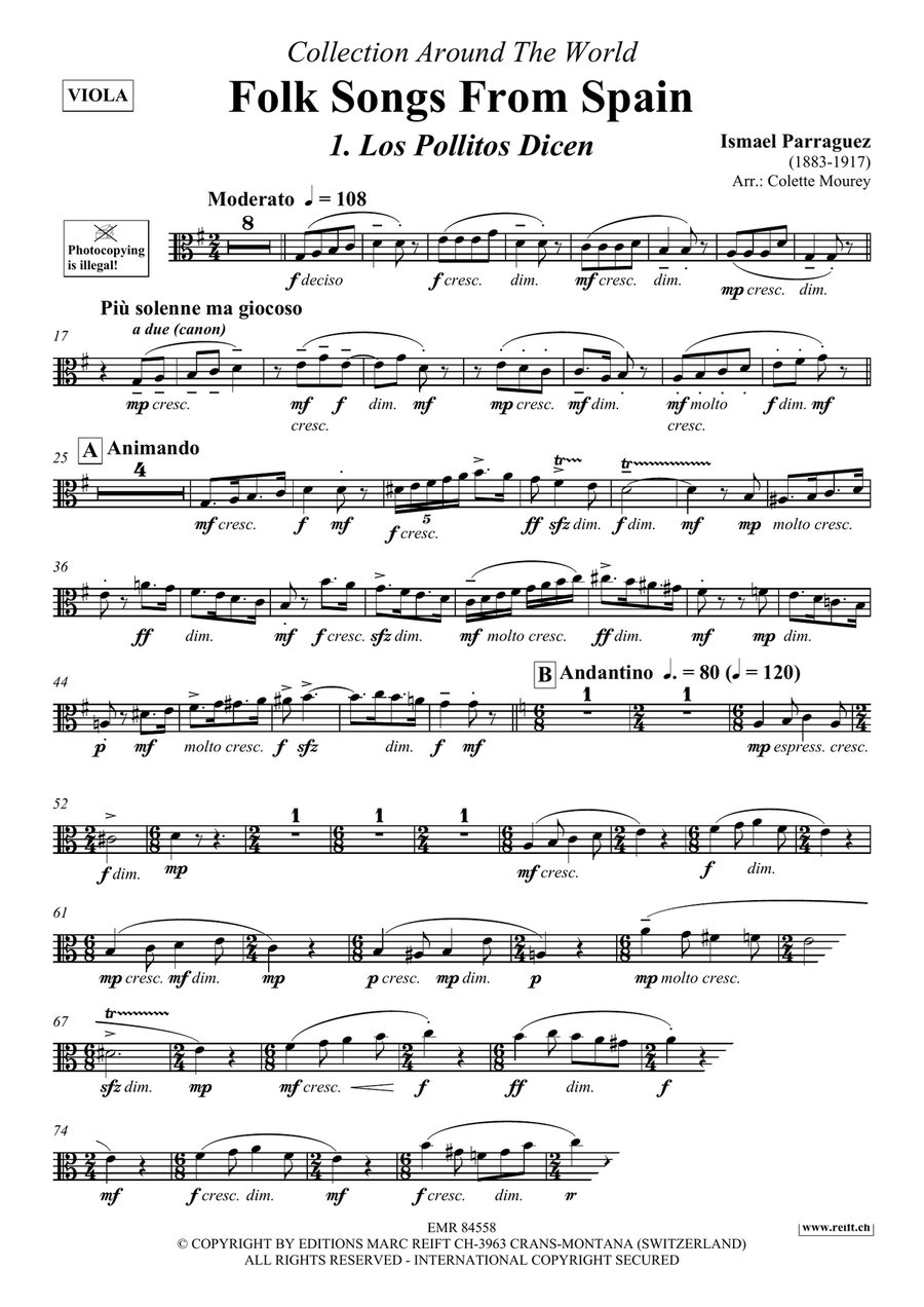 Folk Songs From Spain Folk Songs From Spain Viola scores gallery preview page 3