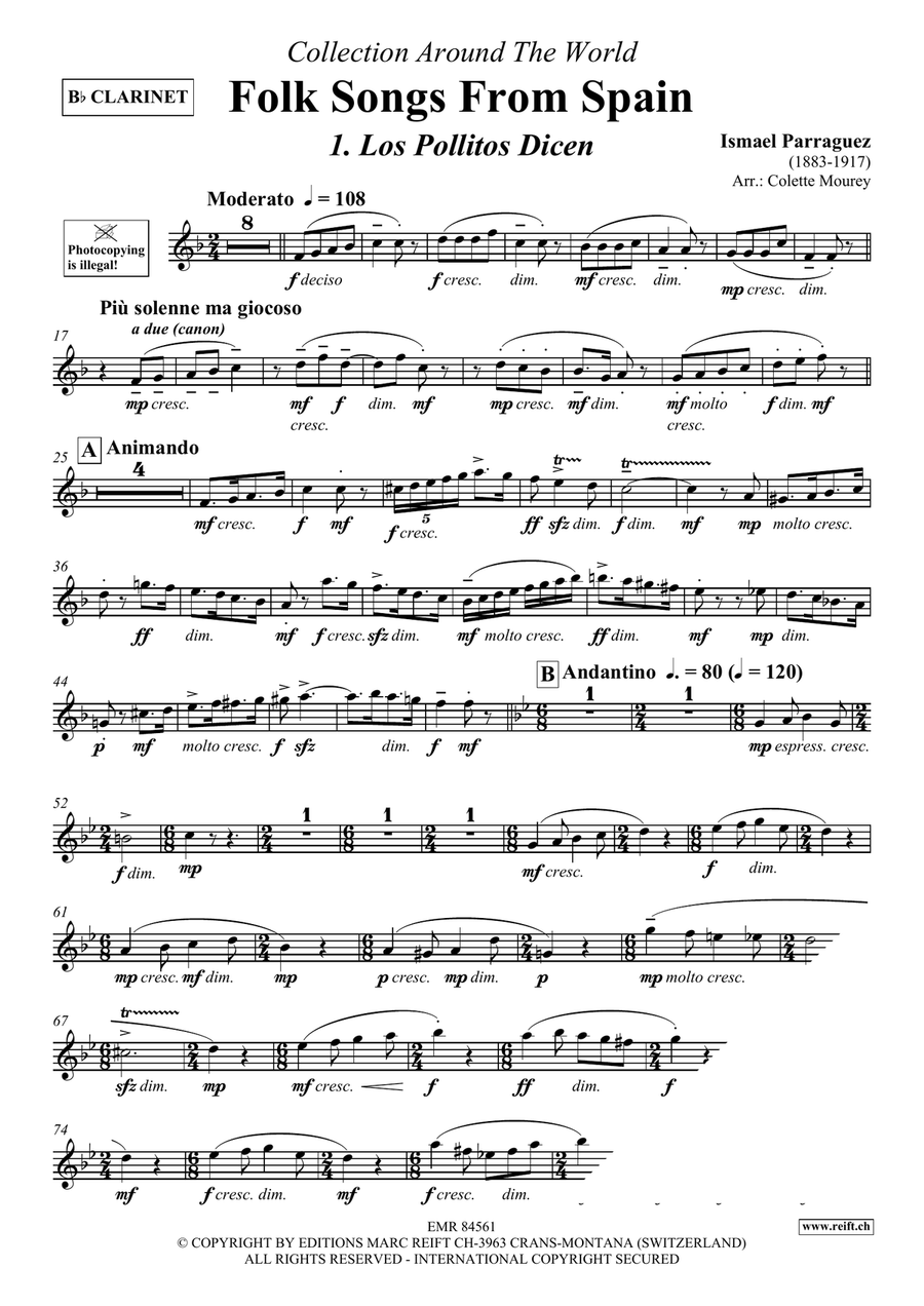 Folk Songs From Spain Folk Songs From Spain Clarinet Solo scores gallery preview page 3