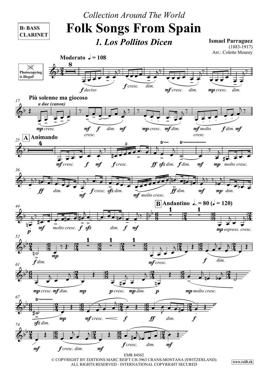 Folk Songs From Spain Folk Songs From Spain Bass Clarinet scores gallery preview page 3