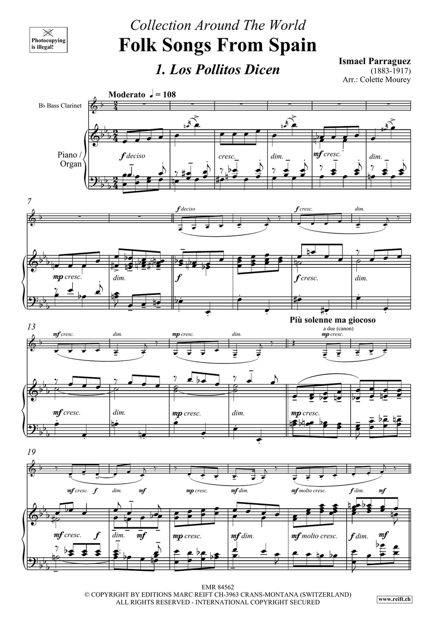Folk Songs From Spain Folk Songs From Spain Bass Clarinet scores gallery preview page 4