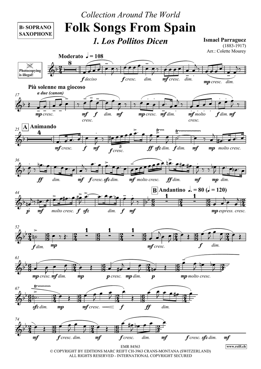 Folk Songs From Spain Folk Songs From Spain Soprano Saxophone scores gallery preview page 3