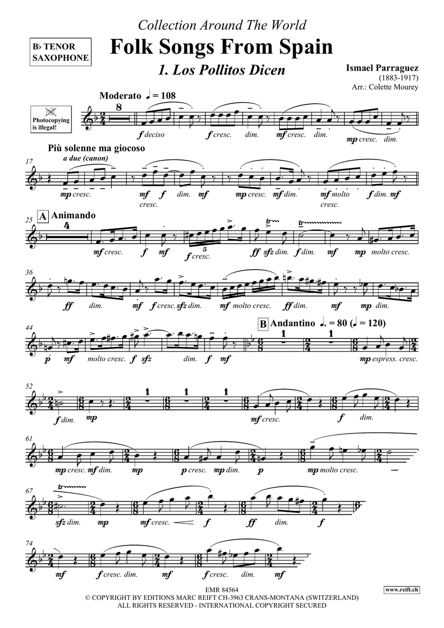 Folk Songs From Spain Folk Songs From Spain Tenor Saxophone scores gallery preview page 3