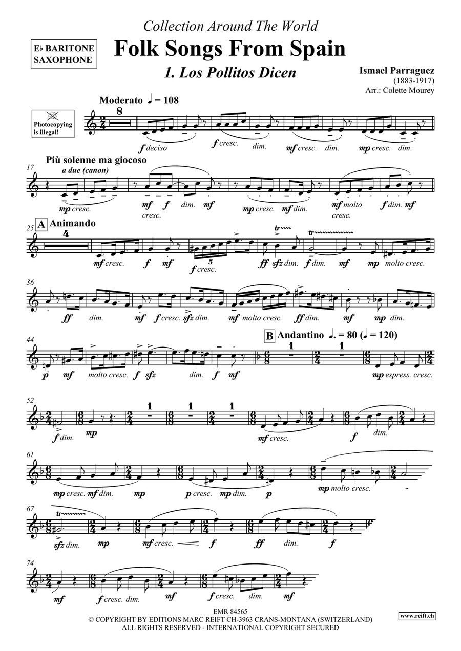 Folk Songs From Spain Folk Songs From Spain Baritone Saxophone scores gallery preview page 3