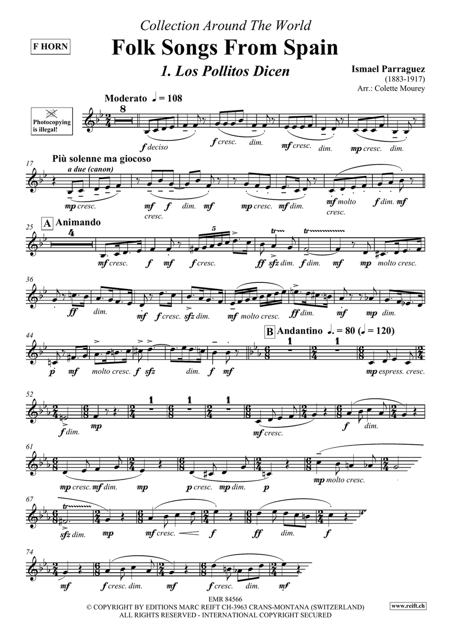 Folk Songs From Spain Folk Songs From Spain Horn scores gallery preview page 3