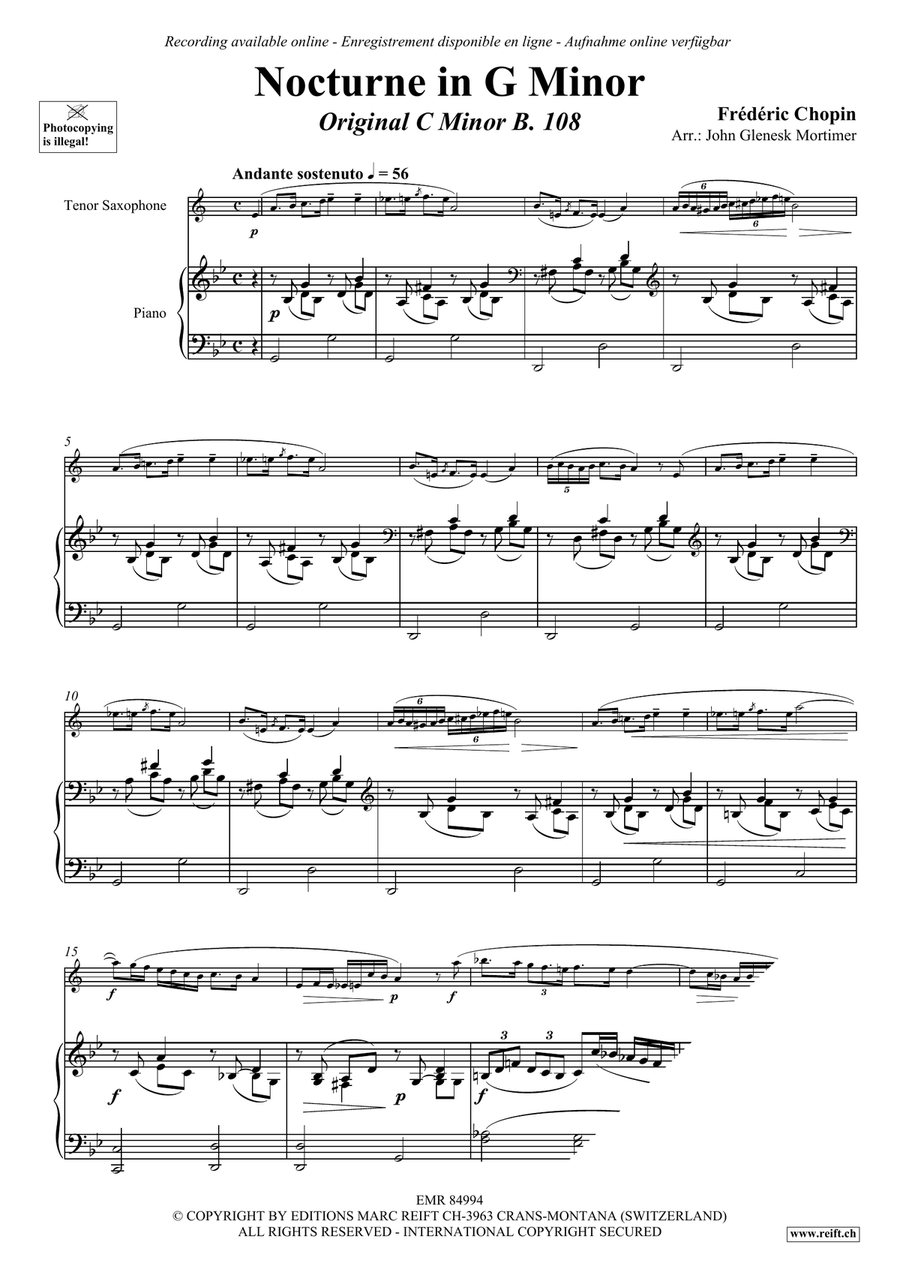 Nocturne in D Minor Nocturne in D Minor Tenor Saxophone scores gallery preview page 3