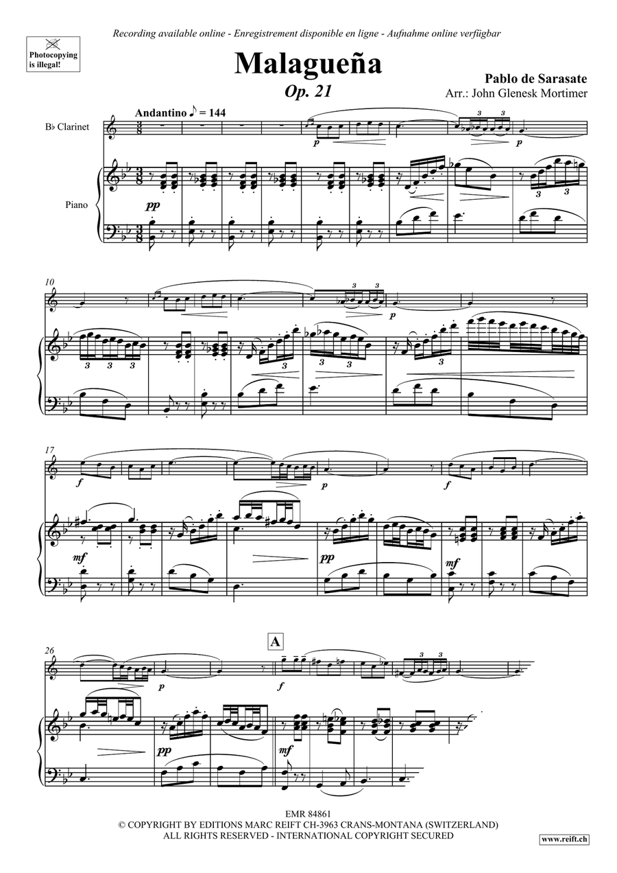 Malaguena Malaguena Clarinet Solo scores gallery preview page 4