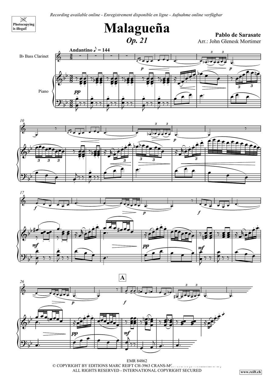Malaguena Malaguena Bass Clarinet scores gallery preview page 4
