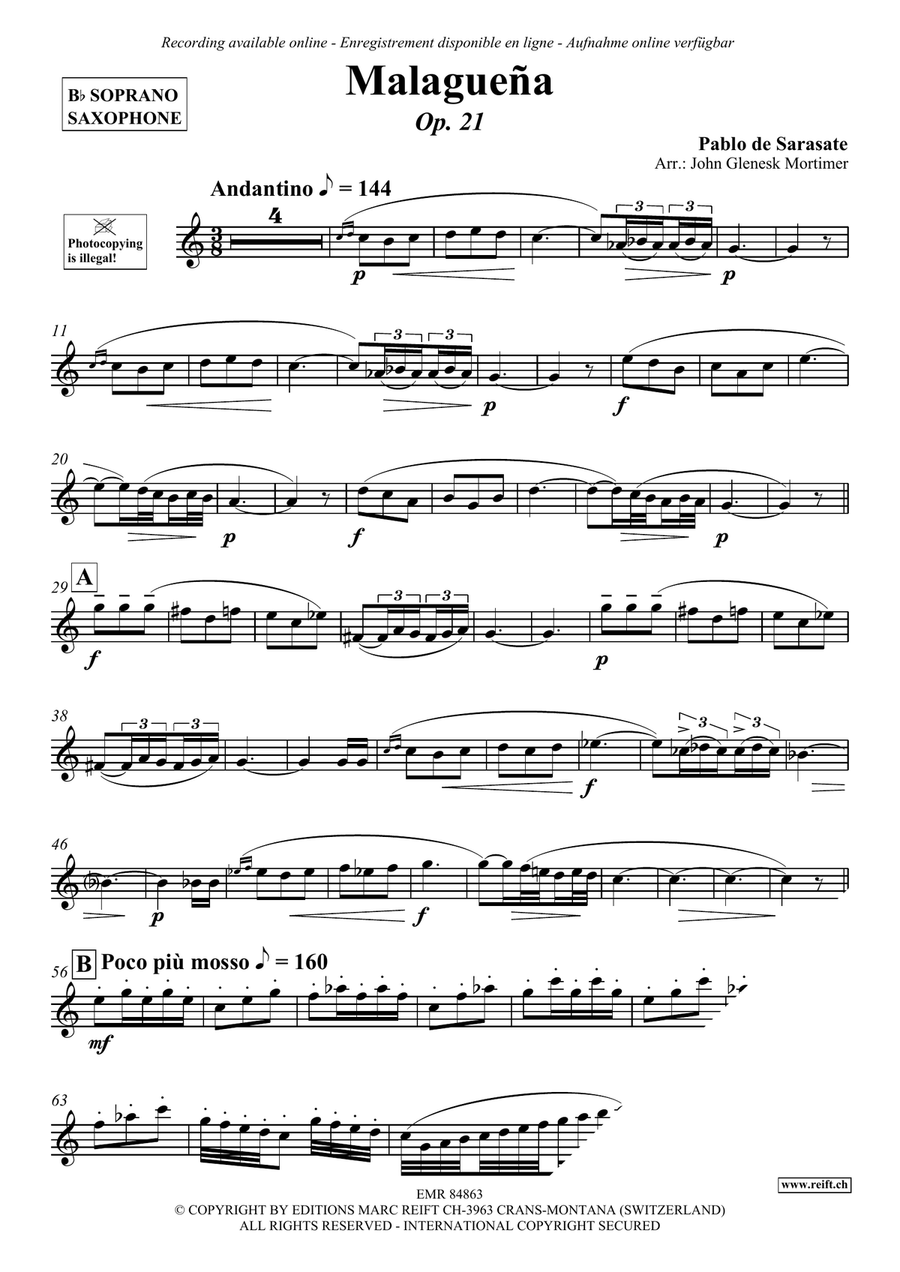 Malaguena Malaguena Soprano Saxophone scores gallery preview page 3