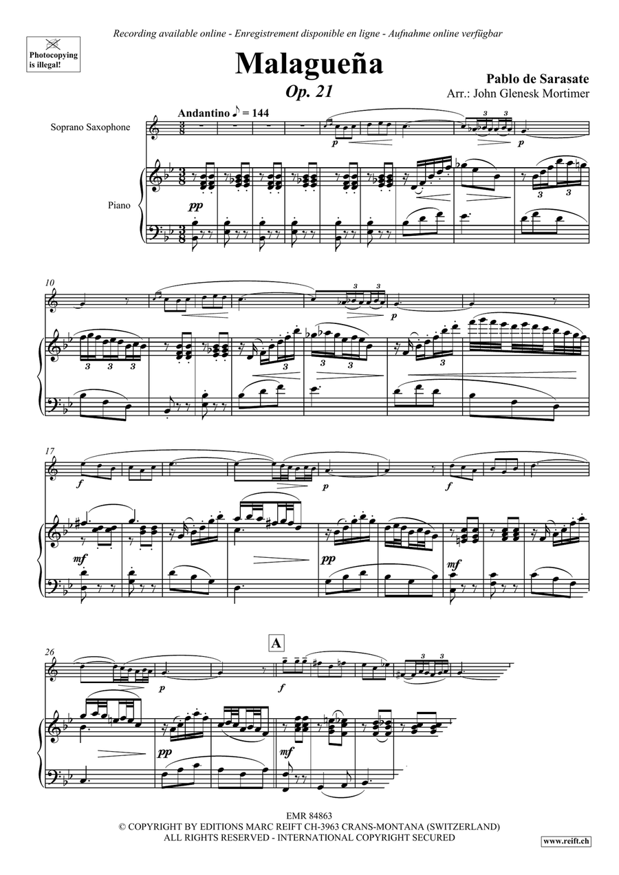 Malaguena Malaguena Soprano Saxophone scores gallery preview page 4