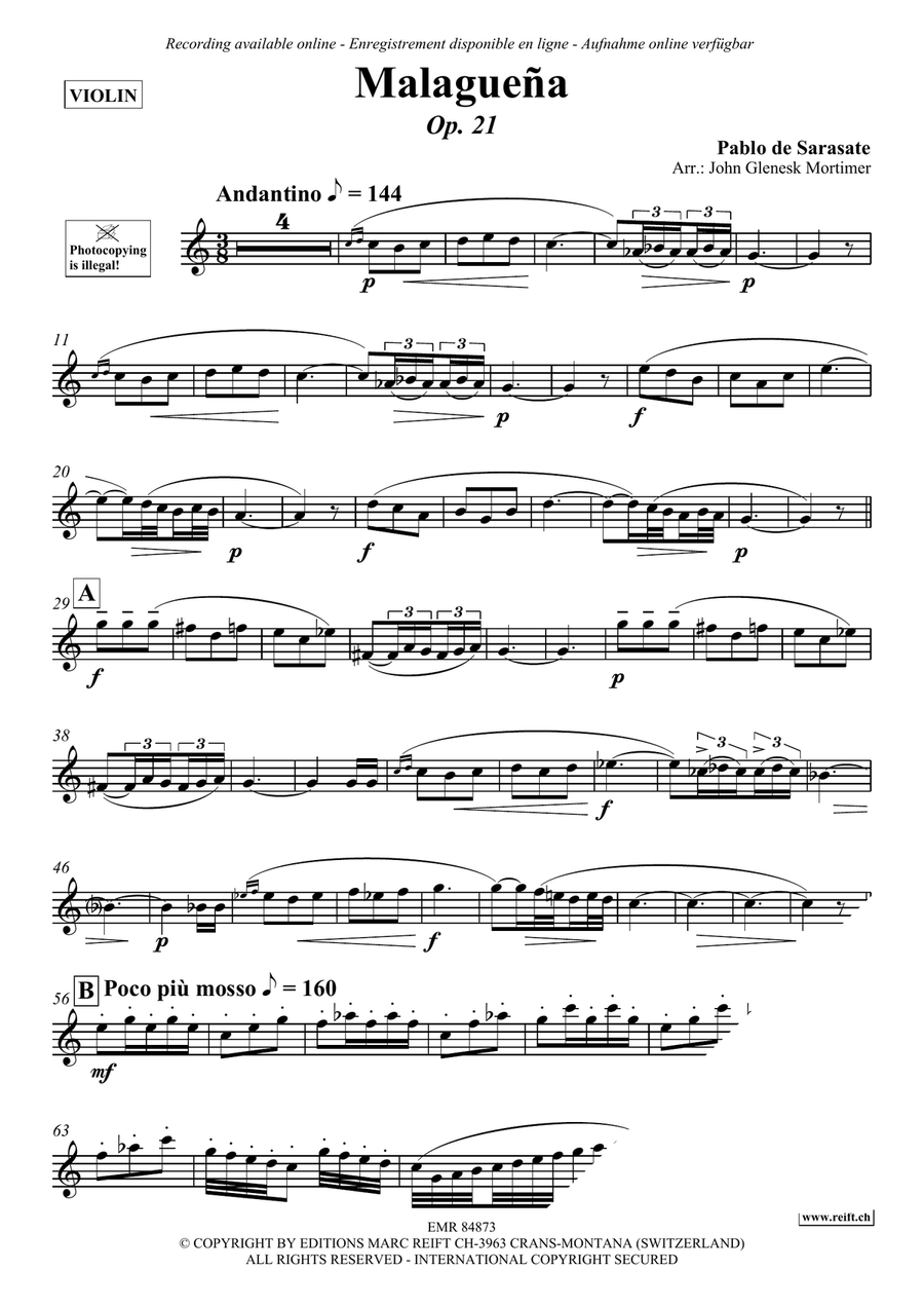 Malaguena Malaguena Violin Solo scores gallery preview page 3