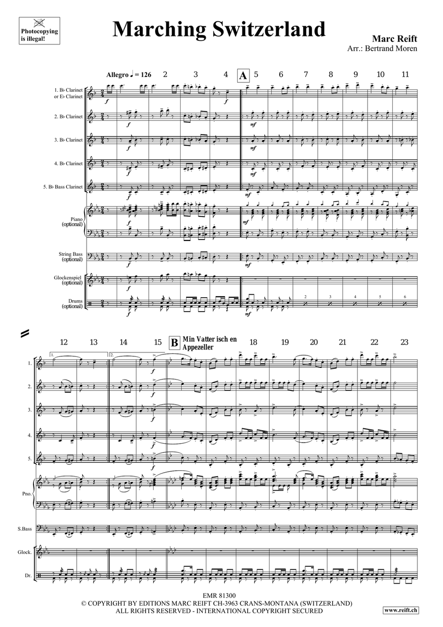 Marching Switzerland Marching Switzerland Clarinet Quintet scores gallery preview page 4