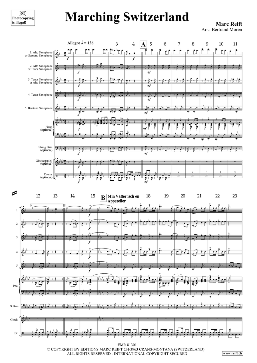 Marching Switzerland Marching Switzerland Saxophone Quintet scores gallery preview page 4