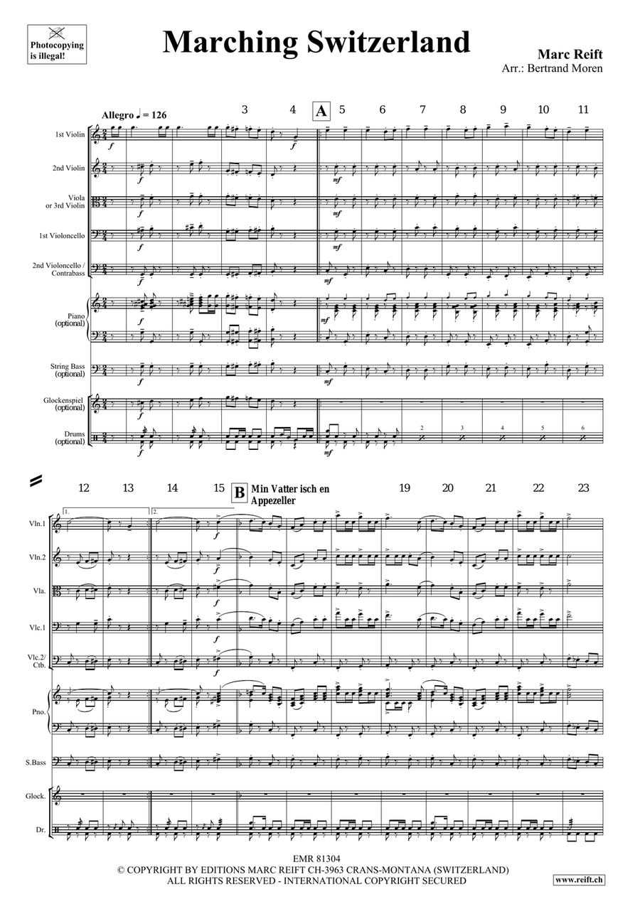 Marching Switzerland Marching Switzerland String Quintet scores gallery preview page 4