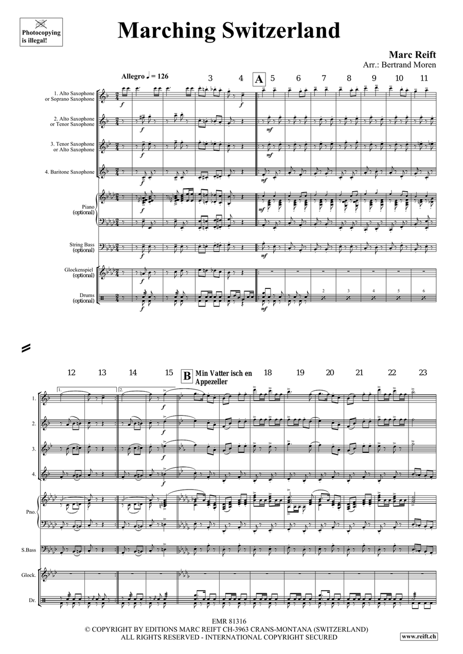 Marching Switzerland Marching Switzerland Saxophone Quartet scores gallery preview page 4