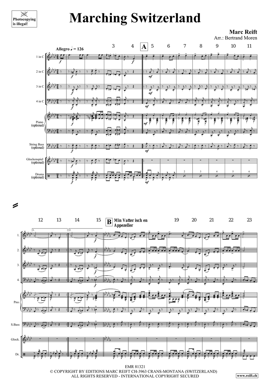 Marching Switzerland Marching Switzerland Woodwind Quartet scores gallery preview page 4