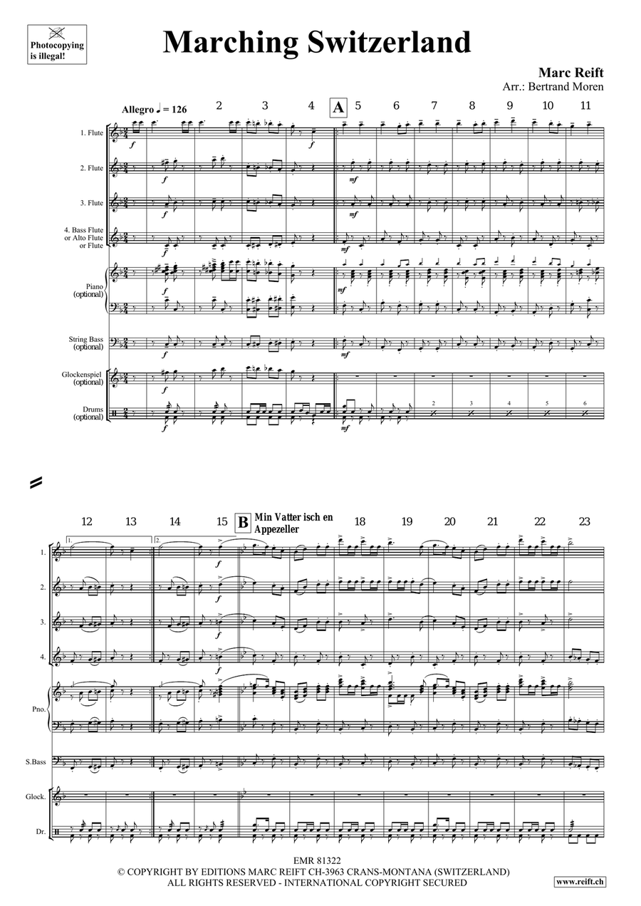 Marching Switzerland Marching Switzerland Flute Quartet scores gallery preview page 4