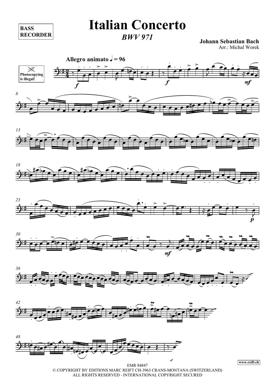 Italian Concerto Italian Concerto Bass Recorder scores gallery preview page 3