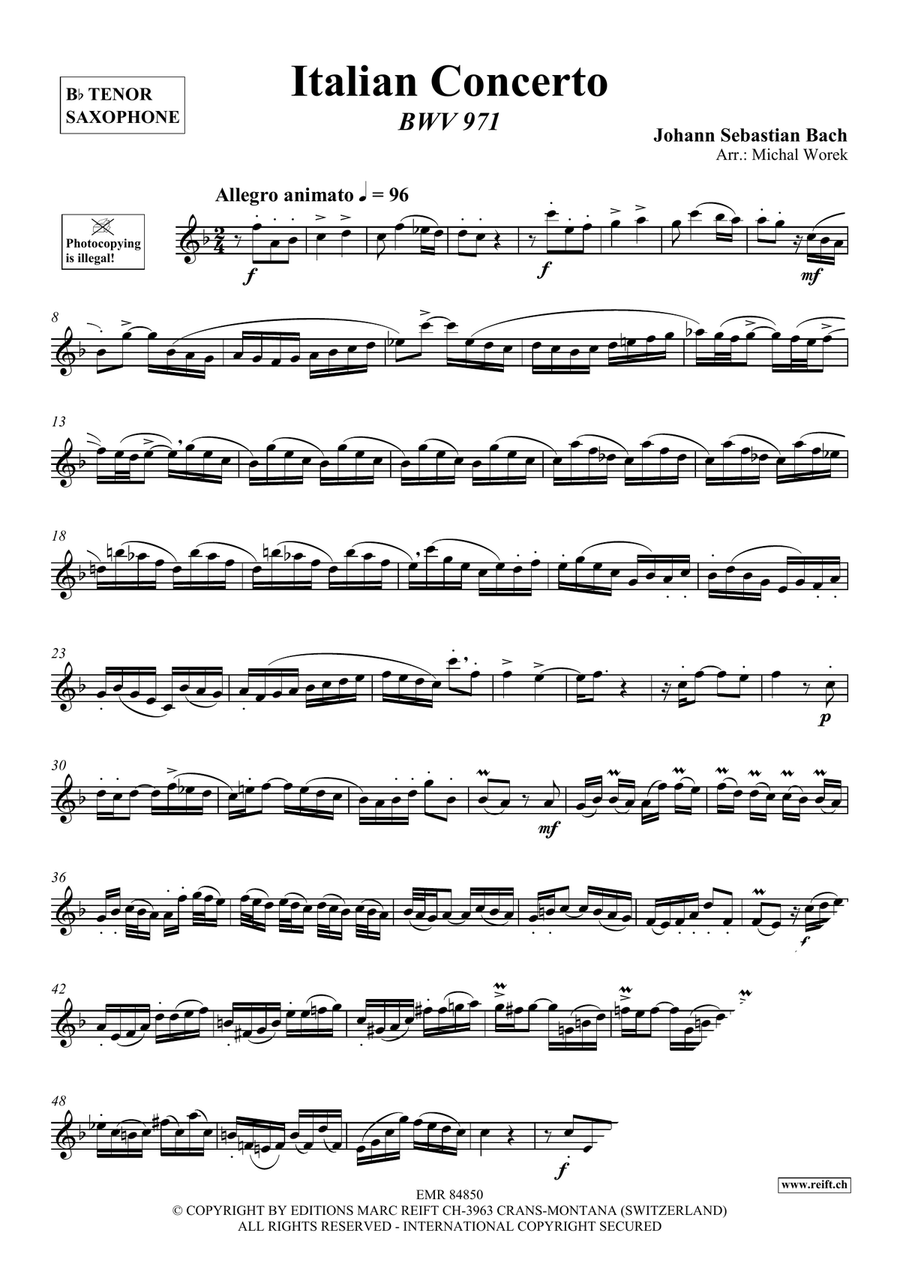 Italian Concerto Italian Concerto Tenor Saxophone scores gallery preview page 3