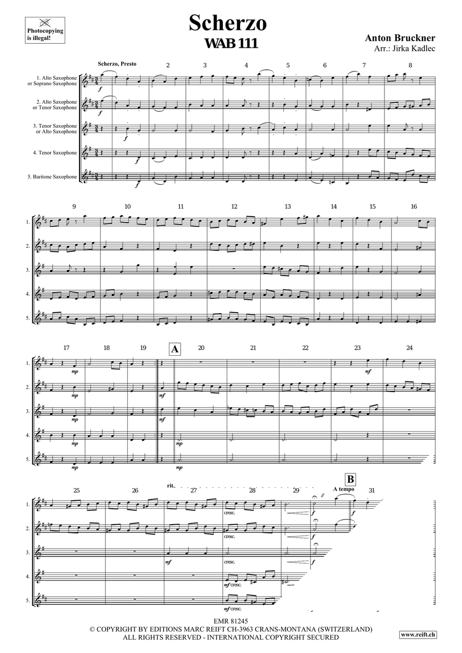 Scherzo Scherzo Saxophone Quintet scores gallery preview page 3