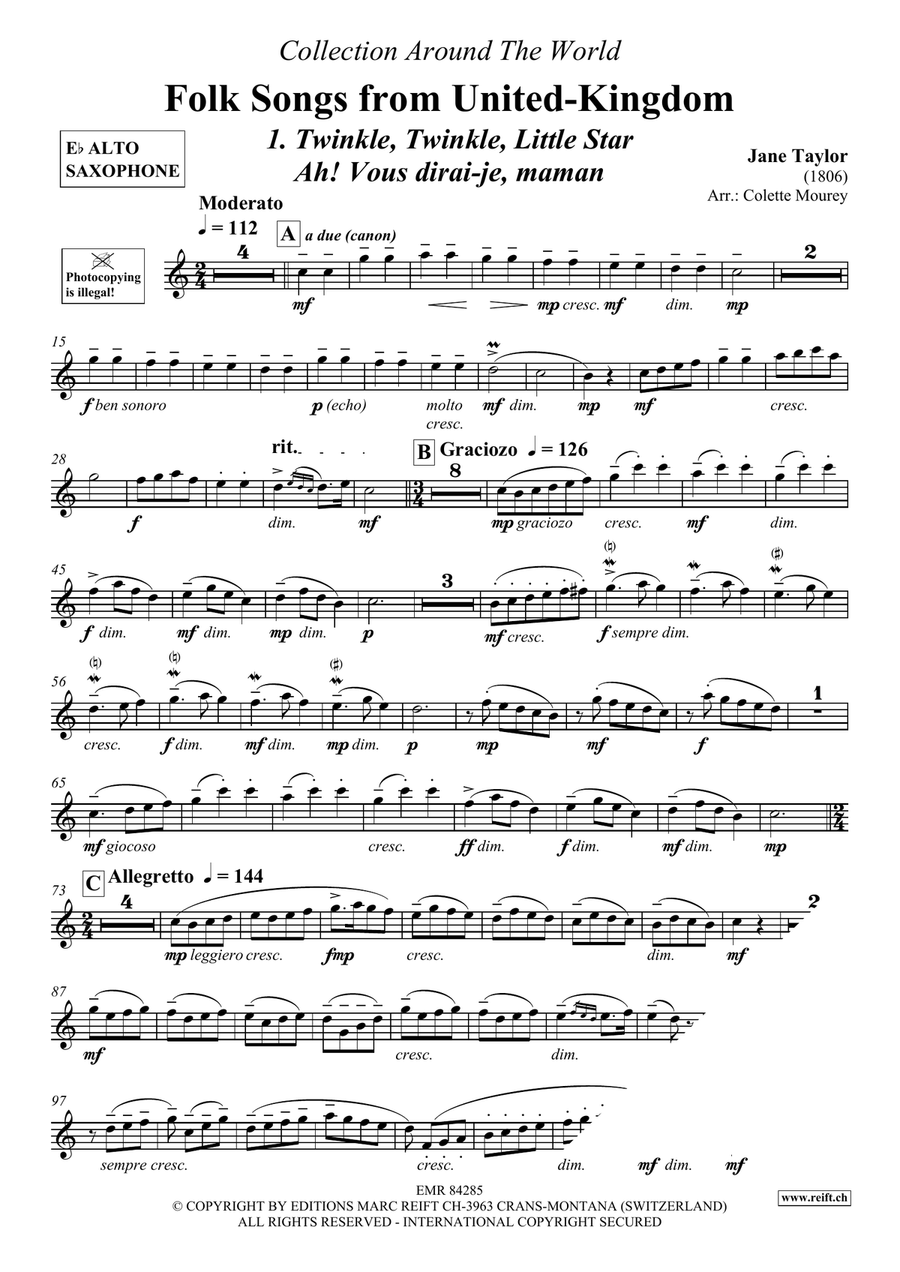 Folk Songs From United-Kingdom Alto Saxophone scores gallery preview page 3