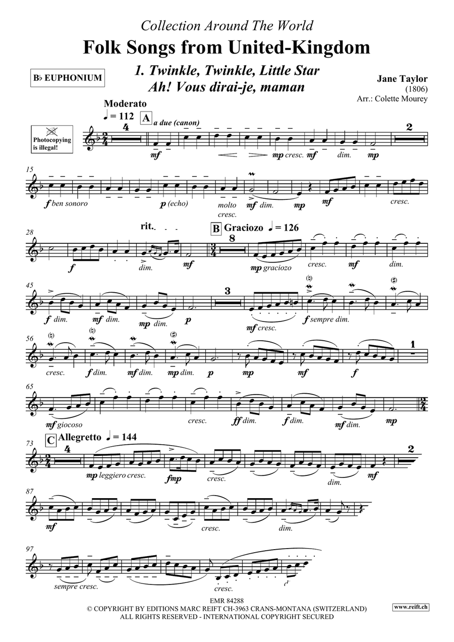 Folk Songs From United-Kingdom Euphonium scores gallery preview page 3
