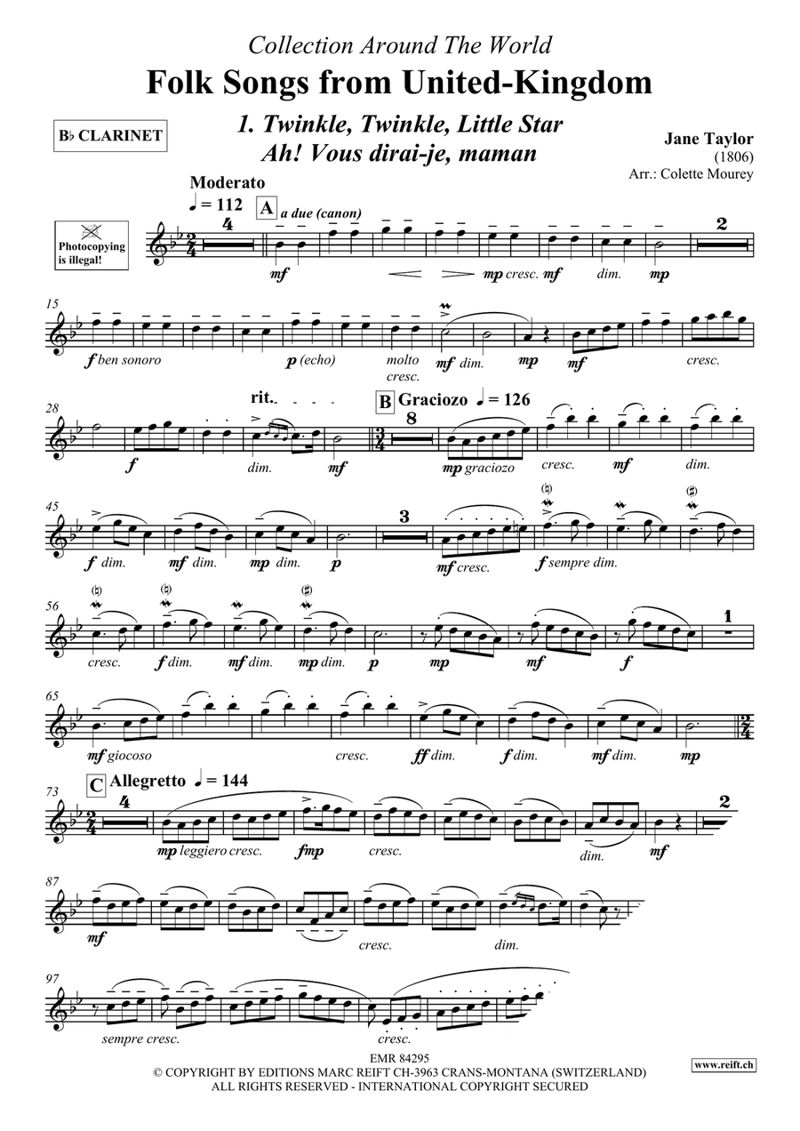 Folk Songs From United-Kingdom Clarinet Solo scores gallery preview page 3