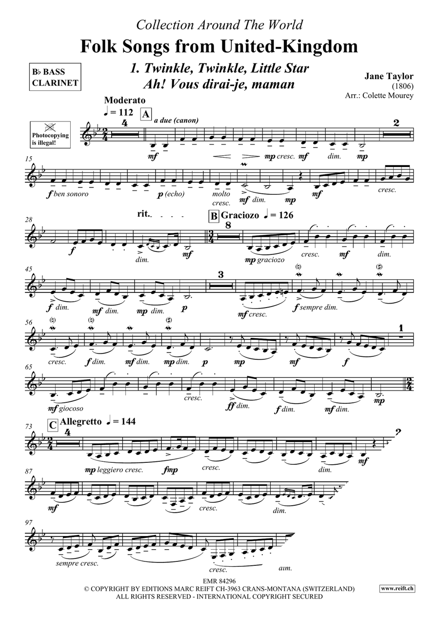 Folk Songs From United-Kingdom Bass Clarinet scores gallery preview page 3