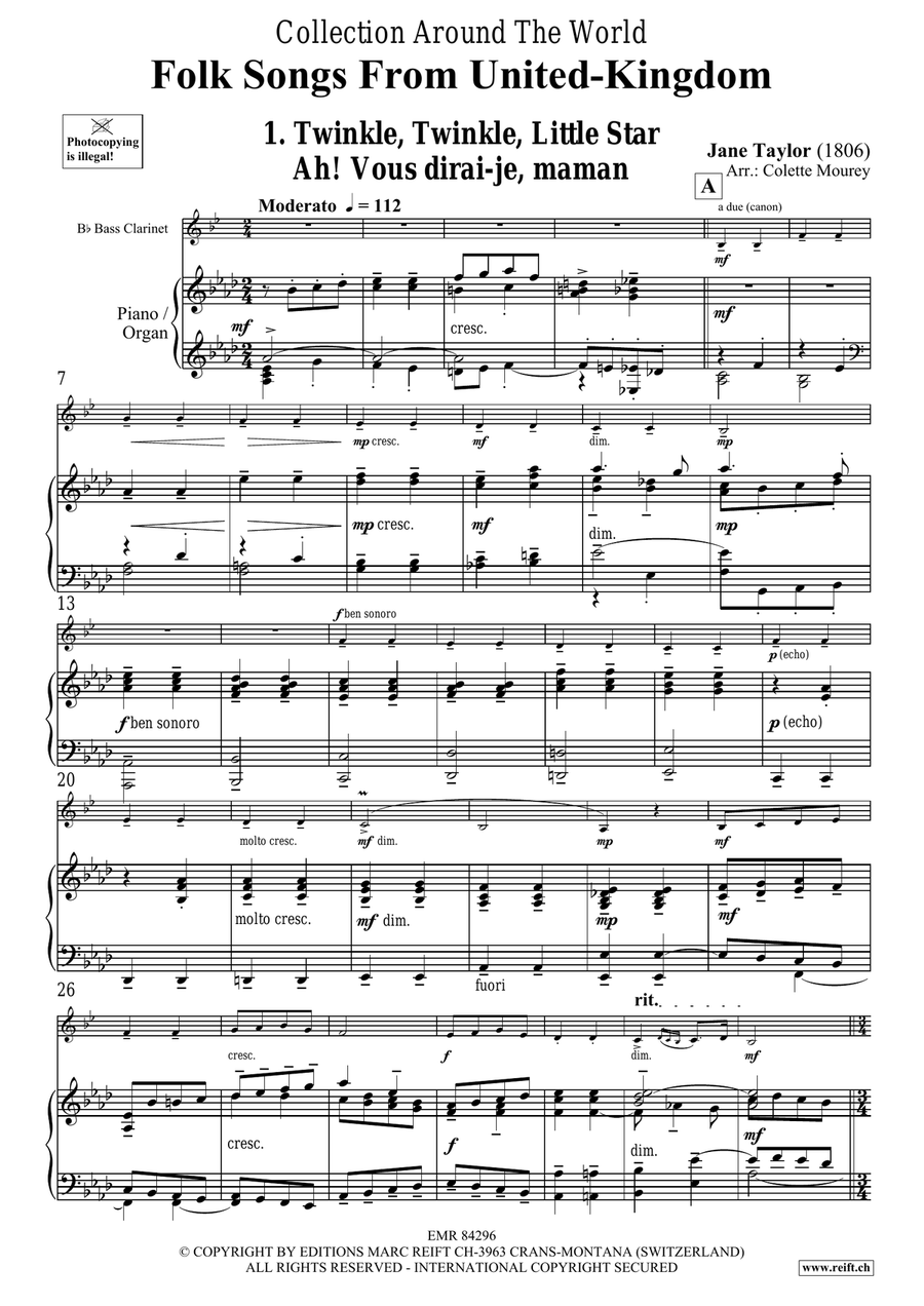 Folk Songs From United-Kingdom Bass Clarinet scores gallery preview page 4