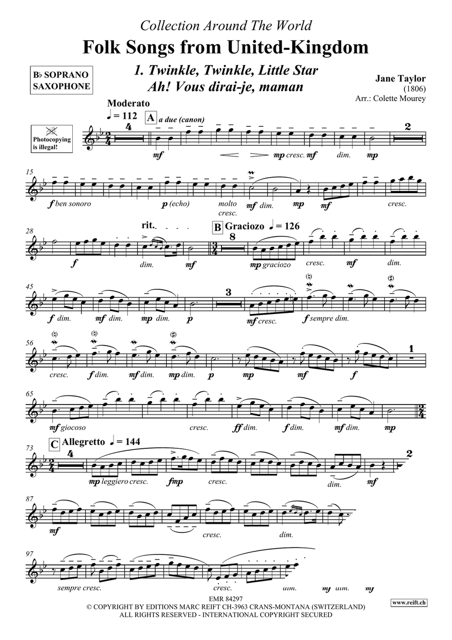 Folk Songs From United-Kingdom Soprano Saxophone scores gallery preview page 3