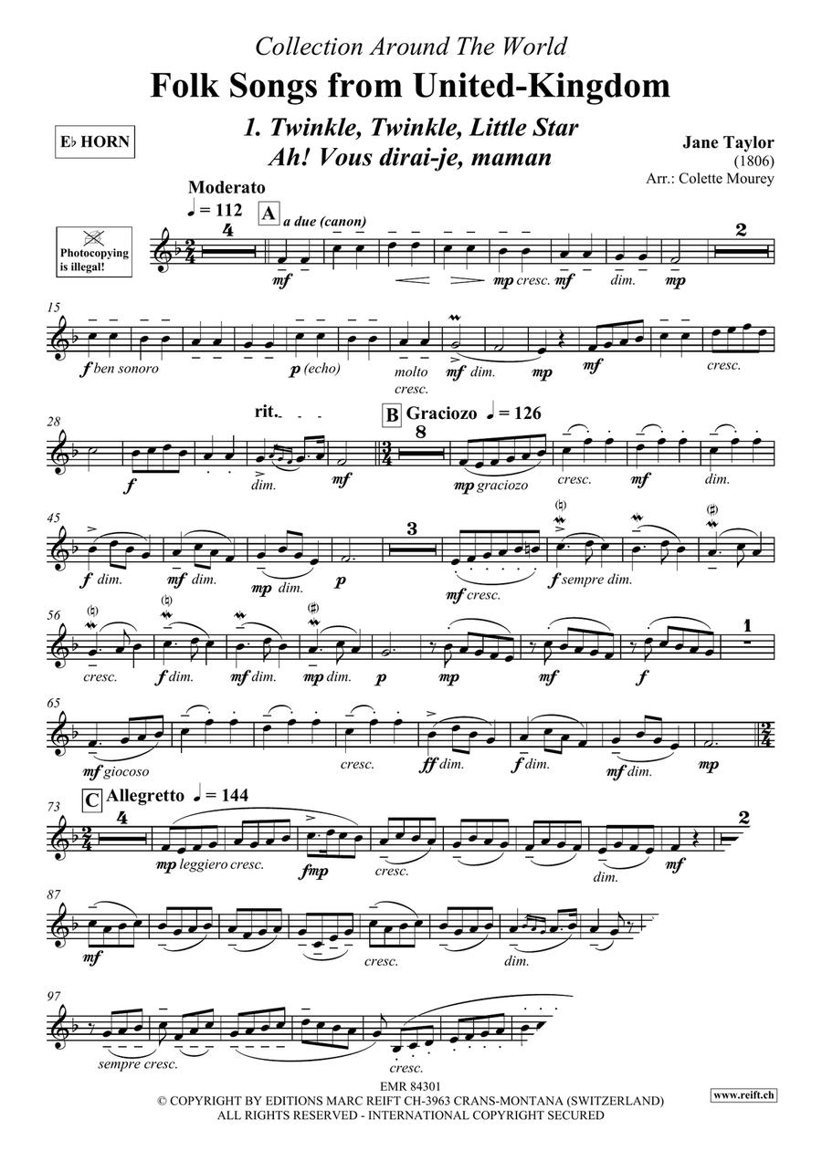 Folk Songs From United-Kingdom Horn scores gallery preview page 3