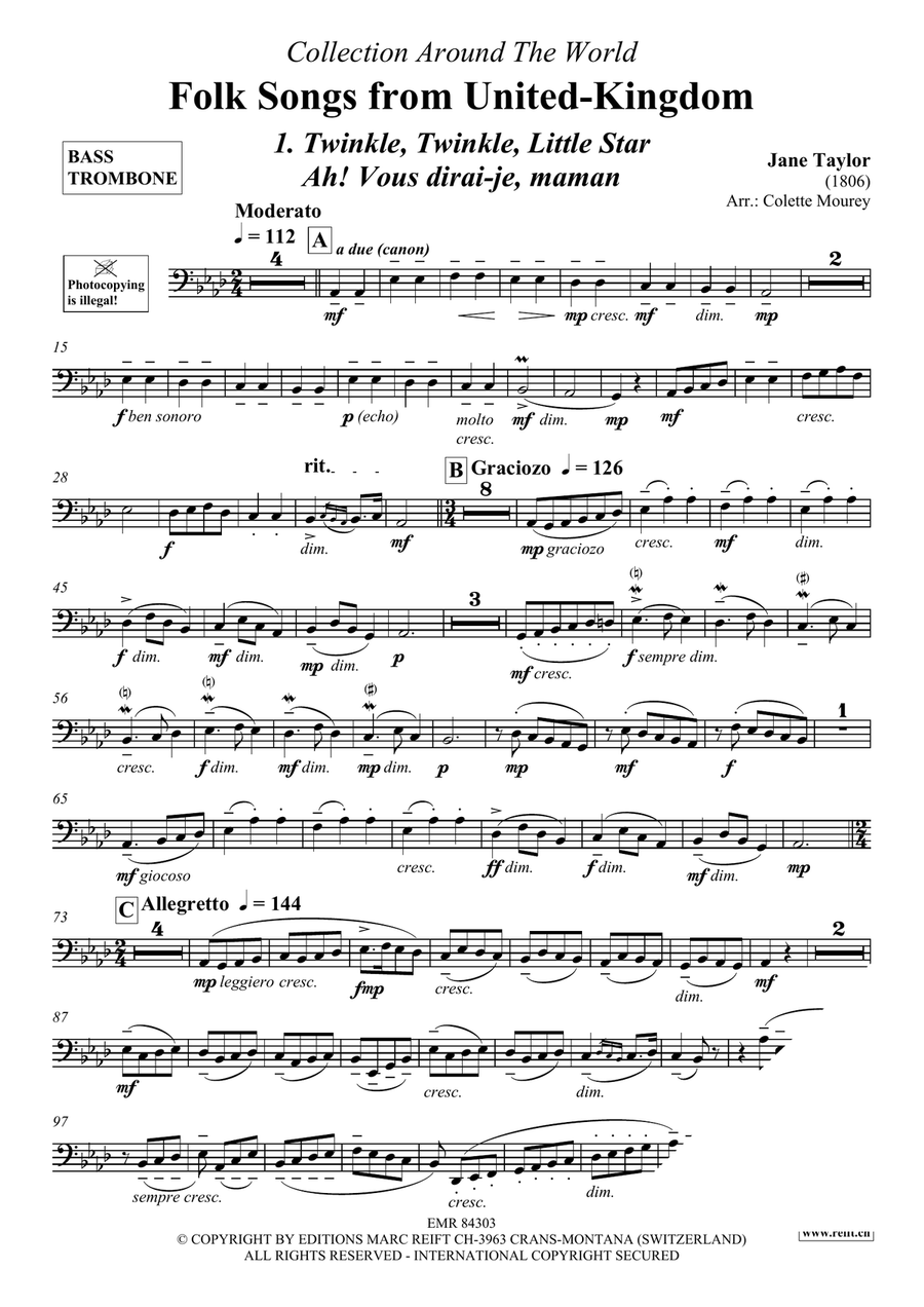 Folk Songs From United-Kingdom Trombone scores gallery preview page 3