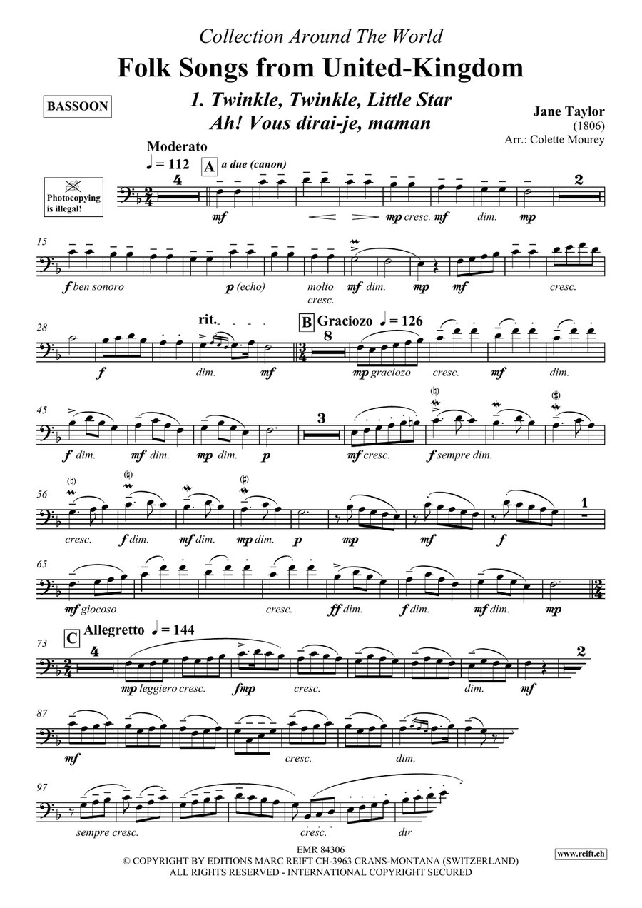 Folk Songs From United-Kingdom Bassoon Solo scores gallery preview page 3