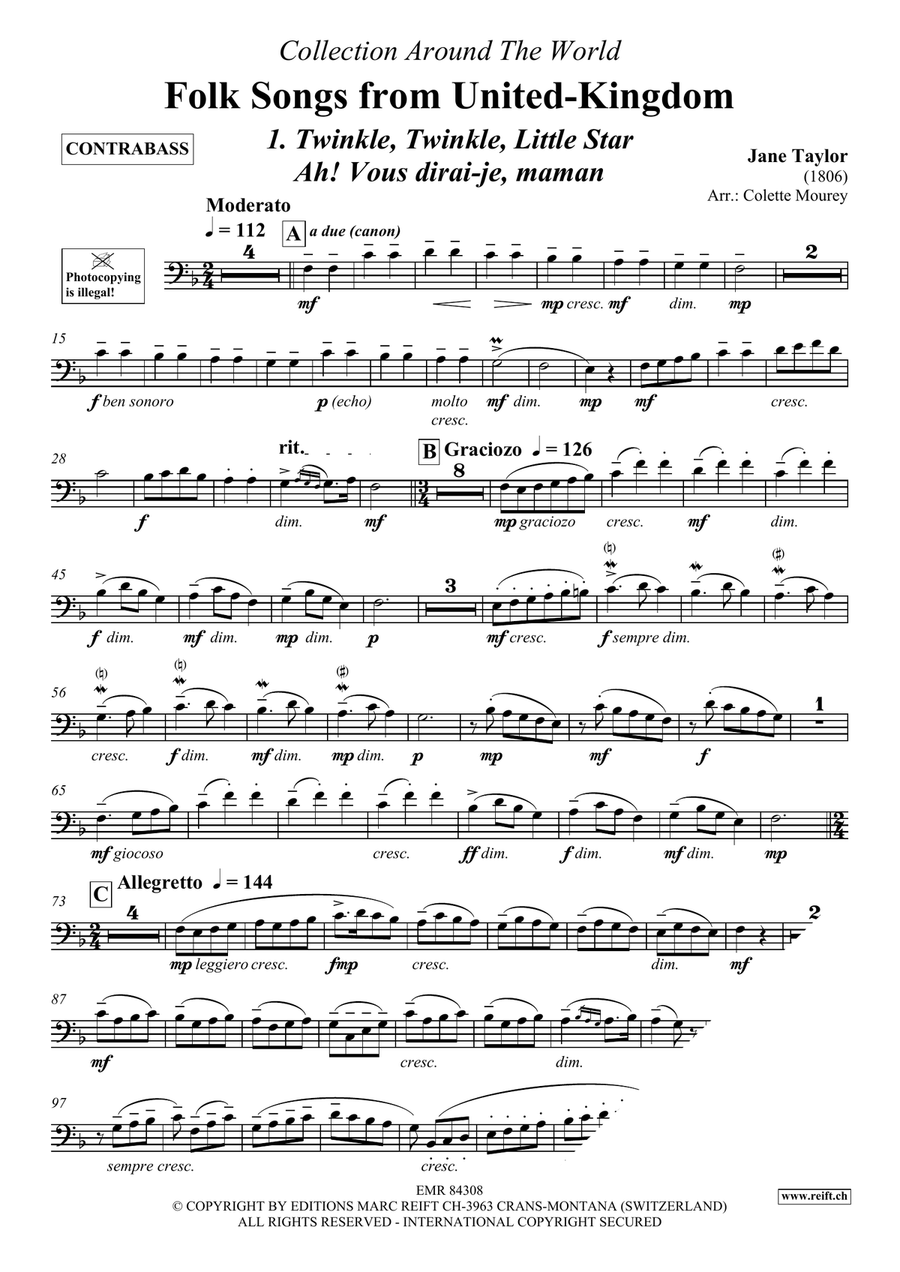 Folk Songs From United-Kingdom Double Bass scores gallery preview page 3