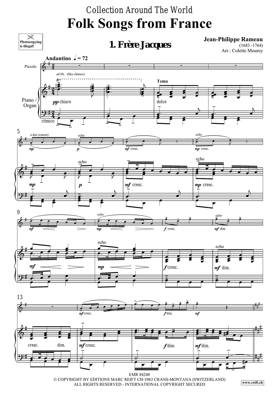 Folk Songs From France Piccolo scores gallery preview page 4