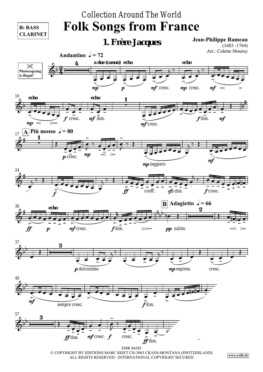 Folk Songs From France Bass Clarinet scores gallery preview page 3